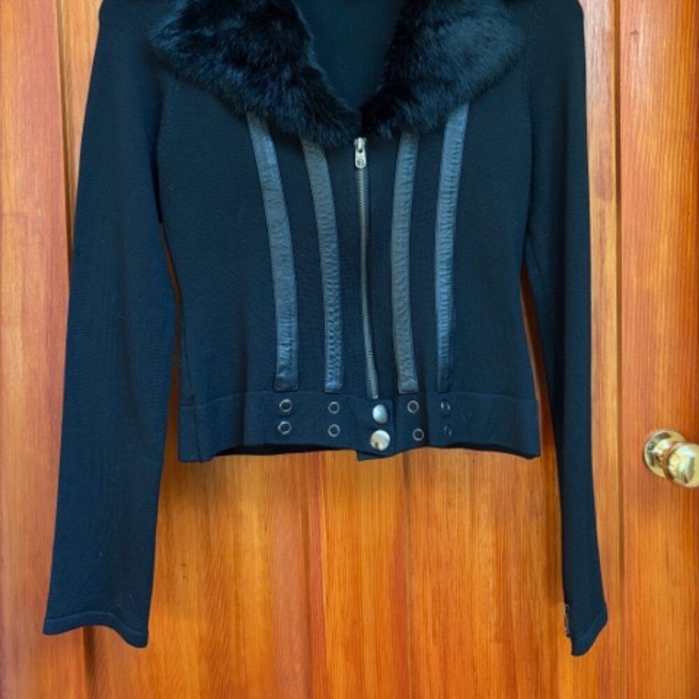 Bebe leather/rabbit fur fitted sweater - Picture 8 of 8